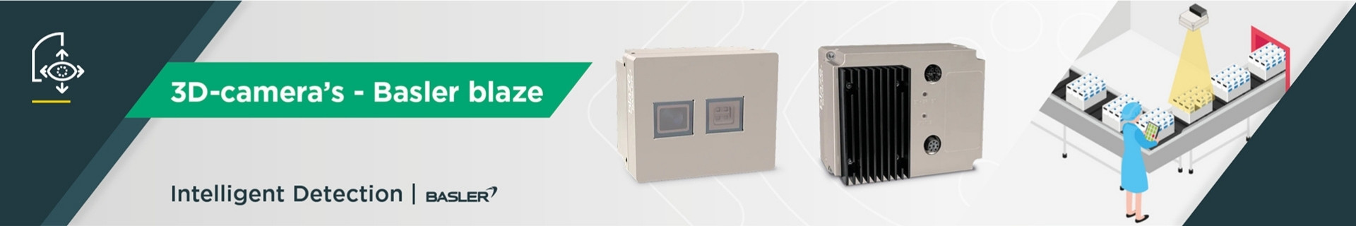 Basler blaze 3D-camera's voor objectdetectie, volumemeting, robotgeleiding en visiontoepassingen met diepte-informatie